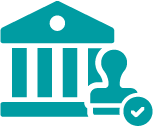 Teal icon representing policy and logistics.